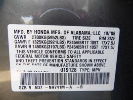 2009 Honda Pilot Touring Gray 3.5L AT 2WD #A23727